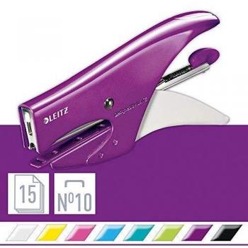 Leitz WOW Document Stapler, 15-Sheet Capacity, Includes No. 10 Staples, Purple, Metal