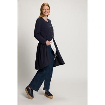Giacca donna svasata in piqué blu, cotone biologico, taglia 52/54, Ulla Popken