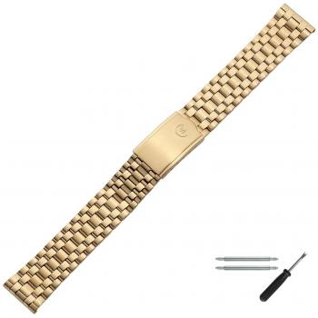 Uhrenarmband Marburger 18 mm Gold mit Edelstahl-Gliederung