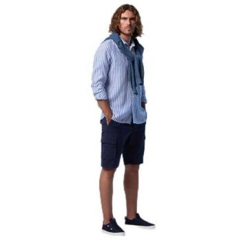 Camisa Casual de Lino a Rayas North Sails Hombre Azul