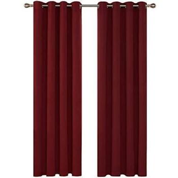 Deconovo Hitzeschutz-Verdunkelungsgardine 290x140 cm Rot 2er Set
