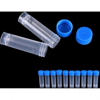 Conteneur de 50 tubes à essai en plastique 5ml avec bouchons