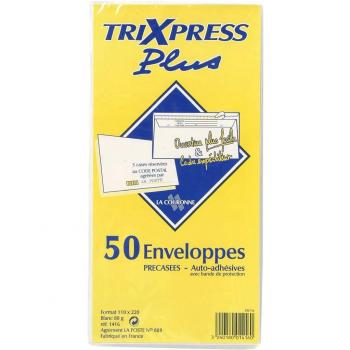 Enveloppes précasées 110 x 220mm Auto adhésives paquet de 50