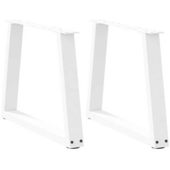 V-Shape Dining Table Legs 2 pcs White 60x(42-43.3) cm Steel