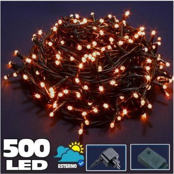 Brillo Cálido 500 LED – Cadena de Luces Exterior con 8 Opciones