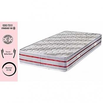 Lot 2 Matelas Bambou et Alèses 90x200 cm, 23 cm – Ferme – Noyau Poli‑Lattex HR – Respirant à haute efficacité