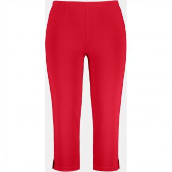 Plus Size Red Cotton Stretch Knit Capris for Women, Size 36/38