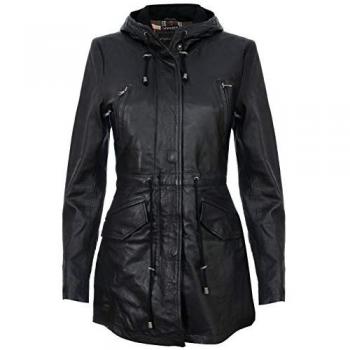 Infinity Leather Lederjacke für Damen mit Kapuze – Bukarest Schwarz (EU 36/UK 8)