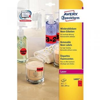 Étiquettes Avery Zweckform 210 x 297 mm fluo
