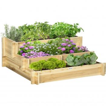 Potager en bois à 3 niveaux pour jardin