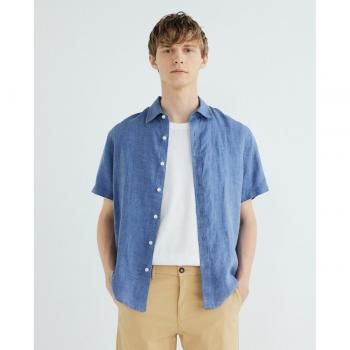 North Sails Blue Linen Short Sleeve Shirt