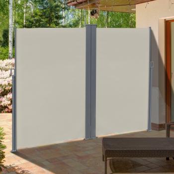 Outsunny Patio Retractable Triple Side Folding Awning