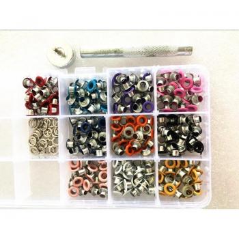 Eyelet Grommet Tool with 300 Colorful 4.5mm Washers for Scrapbook Leathercraft