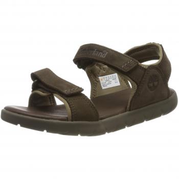 Timberland Nubble Leather 2 Strap, Sandales Bout Ouvert Mixte Enfant, Rouge