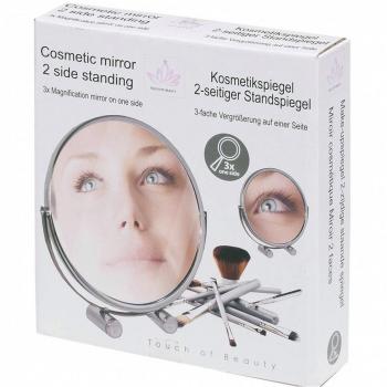 Specchio Cosmetico Doppio Lato 16cm con Zoom 3x e Appoggio per Barba