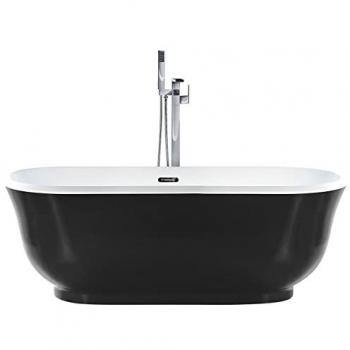 Beliani Black Tesoro Oval Freestanding Bathtub 170 X 77 Cm