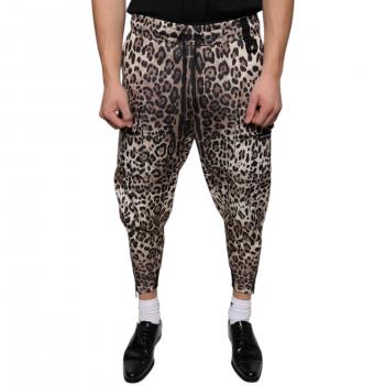 Men's Brown Leopard Drawstring Joggers