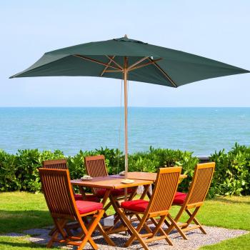 Outsunny 2 x 3m Wood Wooden Garden Parasol Sun Shade Patio Outdoor Umbrella Cano