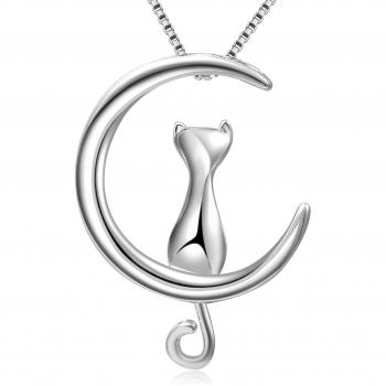 Set Collier et Boucles d'oreilles Chat Argent 925 Femme Zircones