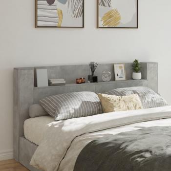 Modern Concrete Grey Headboard Cabinet with LED 200x16.5x103.5 cm