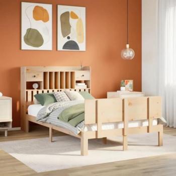 Bookcase Bed 135x190 cm Solid Pine Wood