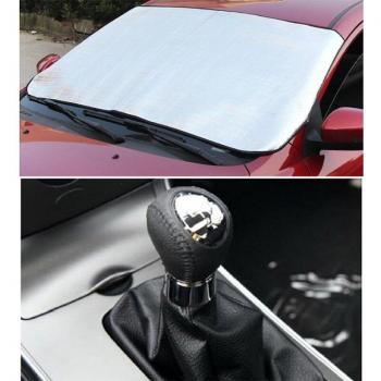 Kit Compacto: Coche Plegable, Parasol y Ventana Trasera Plata 140x70 cm – 5 Velocidades Manual + Protección de Polvo
