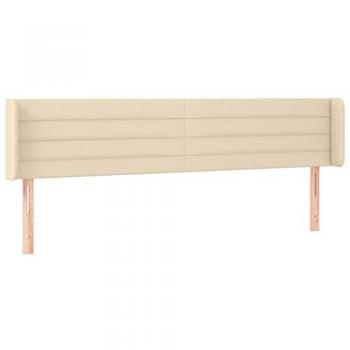 Cabecero de tela color crema con orejas 163x16x78/88 cm