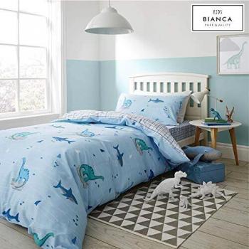 Shark‑Print Dinosaur Single Duvet Set (Blue)