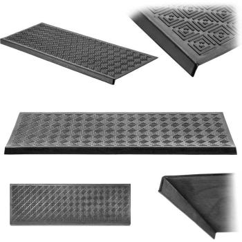 Tapis d'escalier en caoutchouc perforé avec bord 75 cm