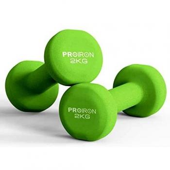 PROIRON Neoprene Dumbbell Weights Pair for Women 2kg (Apple Green)