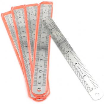 5 Pcs 6-Inch Stainless Steel Rulers with Dual Side Measurement