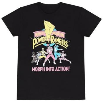 Power Rangers Noir T-Shirt Homme – Morph Into Action, tailles S à XXL