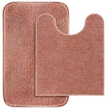 VANZAVANZU Non Slip Bath Mat Set 2 Piece Thickened Bathroom Mat Set Absorbent Ultra Soft Bath and Pedestal Toilet Mat Set Fluffy Microfiber Toilet Rug
