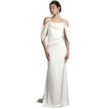 Elegant Oyster Maxi Dress: Coast Cowl-Neck & Drape Design