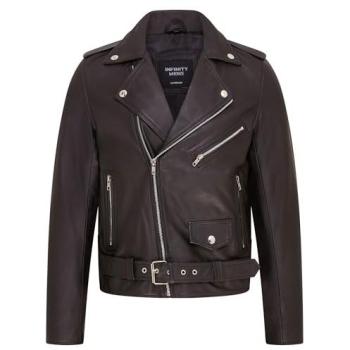 Infinity XL Men’s Black Leather Biker Coat