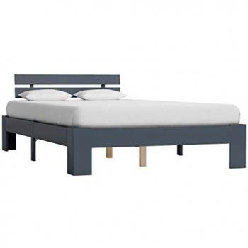 Vidaxl Grey Solid Pine Wood Bed Frame 140x200 cm