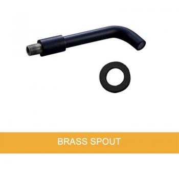 Matte Black and Polished Gold Round Wall-Mounted Bath Faucet Spout