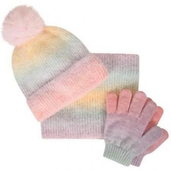 Guanti e Sciarpa Arcobaleno One Size Rosa