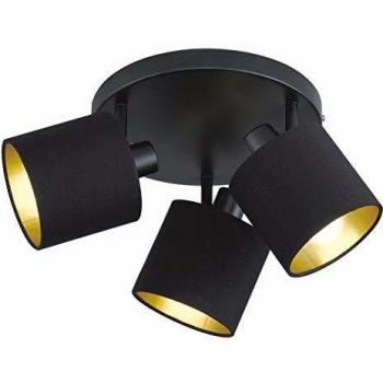 Tommy Black/Gold Fabric Downlight, Ø 25 cm, 3-Bulb
