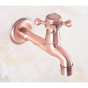 Antique Red Copper Wall Mounted Cross Handle Faucet for Pool