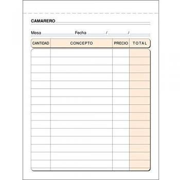 Talonario PRAXTON Camareros Bolsillo Simple, Pack de 10 talonarios, Sin Copia