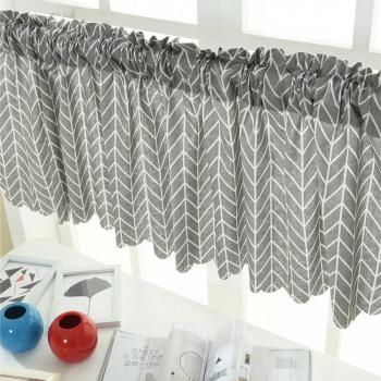 Blackout Grid Stripe Kitchen Valance Drapes