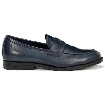 Mocasines de Hombre Fluchos F0824 en Piel Azul Marino, Planos y Casual