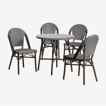 Table et Chaises Empilables en Rotin Synthétique