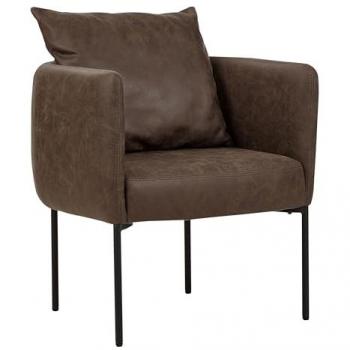 Sillón Malmos con patas de hierro y cojín en piel sintética marrón