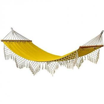 Amaca Rialto Curry 2m – Tela di Cotone, Barre in Legno Massello