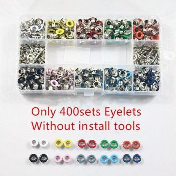 400 Sets 5MM Varied Color Metal Eyelets and Grommets for Leatherwork with Installation Tools