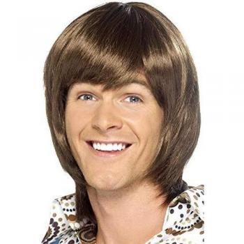 SMIFFY'S 70er-Jahre Pop-Herrenperücke – Braun – One Size – Design „Frauenschwarm“