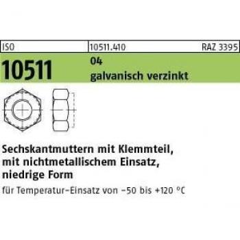 500 x Sechskantmuttern mit Klemmteil ISO 10511 04 M 8 niedrig