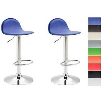Blauer Barstuhl Lana V2 – 2‑Set mit Kunstleder und verstellbarer Höhe